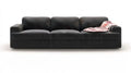 Czarna sofa trzyosobowa ze skóry syntetycznej PU, 240 x 95 x 85 cm