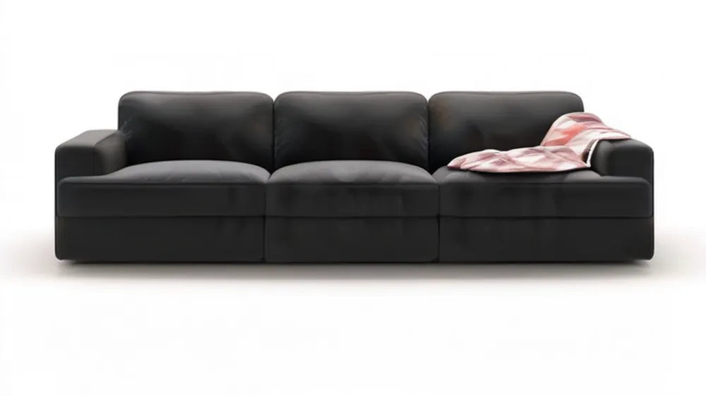 Czarna sofa trzyosobowa ze skóry syntetycznej PU, 240 x 95 x 85 cm