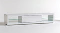 Biała szafka RTV z MDF ze szklanymi półkami, 180 x 40 x 40 cm