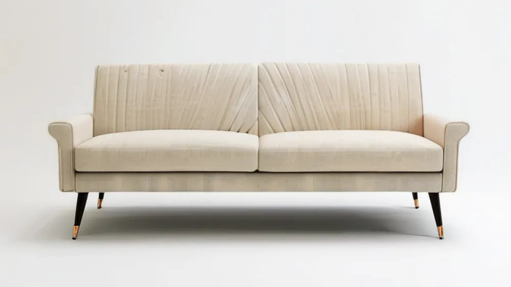 Kremowa sofa dwuosobowa z tapicerką poliestrową 180 x 85 x 85 cm