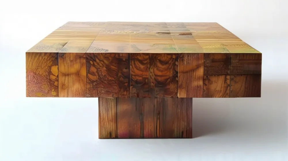 Kwadratowy stolik kawowy z litego drewna sosnowego, brązowy, 100 x 100 x 40 cm