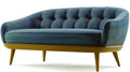 Granatowa sofa dwuosobowa retro z pikowanym oparciem, 160 x 78 x 80 cm