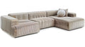 Beżowa modułowa sofa narożna w kształcie L ze sztruksową tapicerką, 300 x 170 x 75 cm