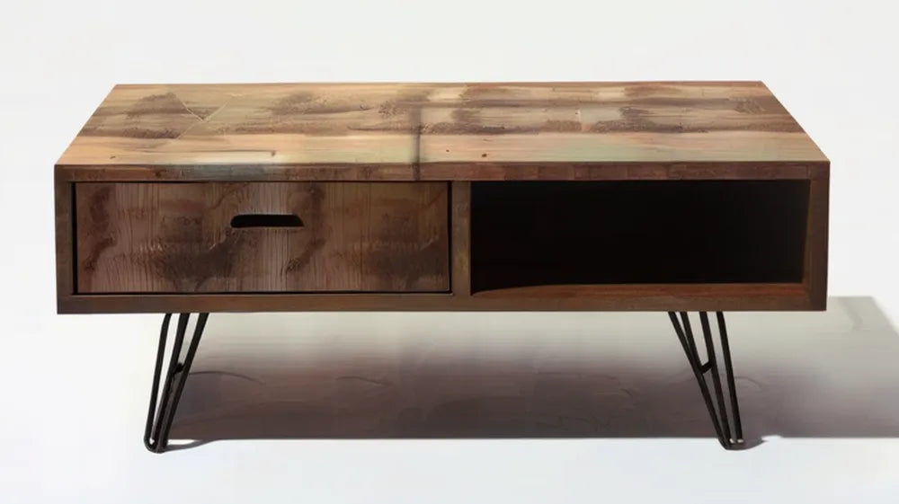 Prostokątny stolik kawowy z litego drewna mango, brązowo-czarny, 120 x 60 x 45 cm
