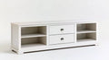 Biała szafka telewizyjna z MDF z 2 szufladami i 4 wnękami 120 x 40 x 45 cm