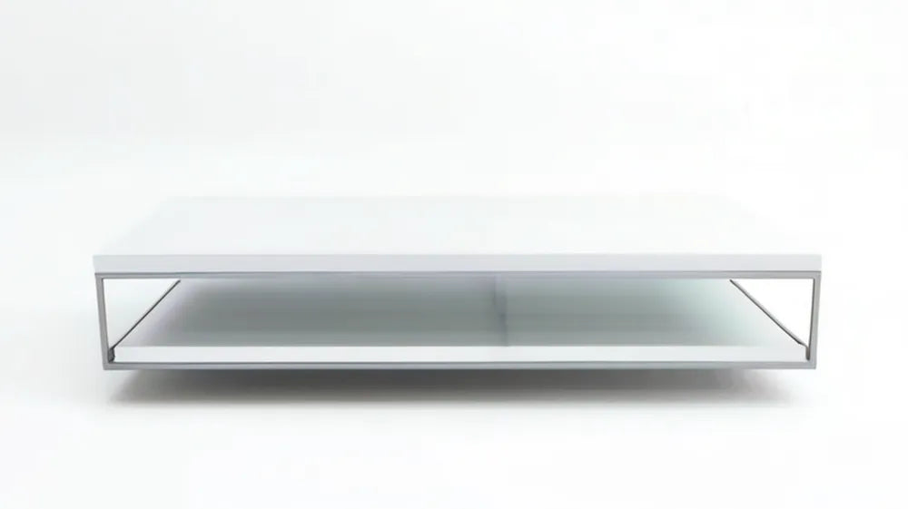 Prostokątny stolik kawowy biało-szary ze stali i płyty MDF 120 x 60 x 30 cm