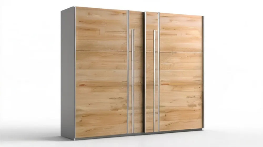 Szafa dwudrzwiowa z płyty laminowanej, dąb naturalny/grafit/srebrny, 200 × 60 × 220 cm
