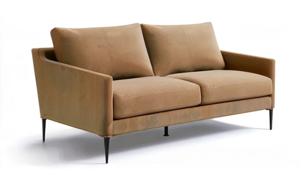 Dwuosobowa sofa z tapicerką z mikrofibry karmelowa, 160 x 85 x 82 cm