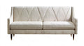 Dwuosobowa sofa welurowa ecru z pikowanym oparciem, 180 x 85 x 88 cm