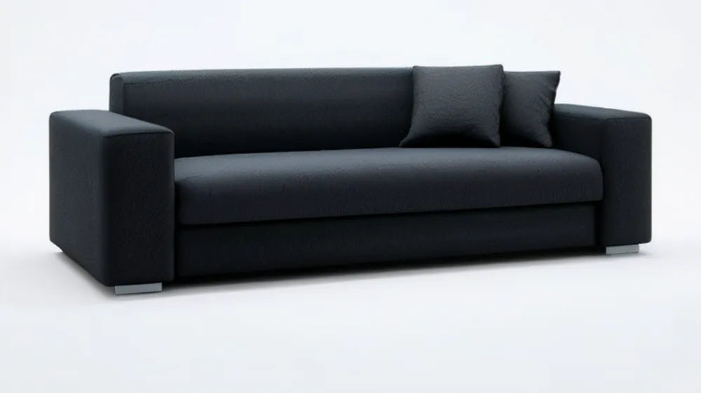 Czarna kanapa trzyosobowa ze skóry syntetycznej PU, 220 x 90 x 85 cm