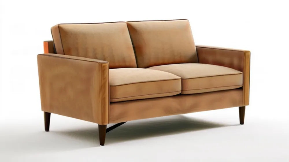 Dwuosobowa sofa z brązową tapicerką ze skóry syntetycznej PU, 160 x 85 x 82 cm