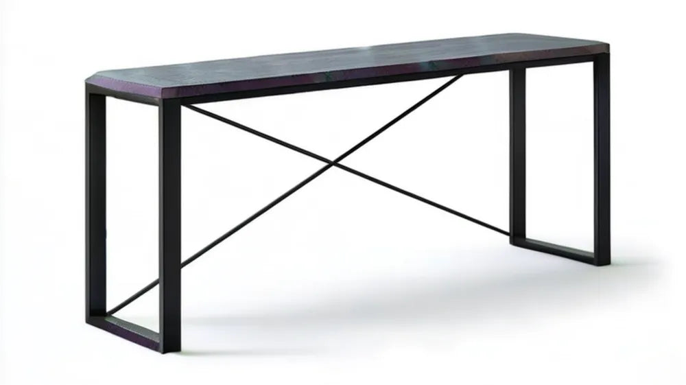 Industrialna konsola czarno-ciemnoszara z blatem MDF i stalową ramą 120 x 35 x 75 cm