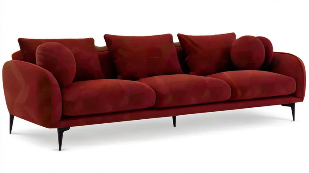 Bordowa trzyosobowa sofa z aksamitu poliestrowego 250 x 100 x 85 cm