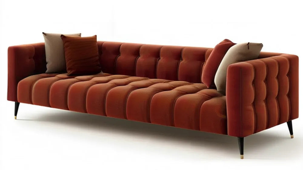 Trzyosobowa sofa ceglastoczerwona z pikowaniem, 230 x 95 x 78 cm