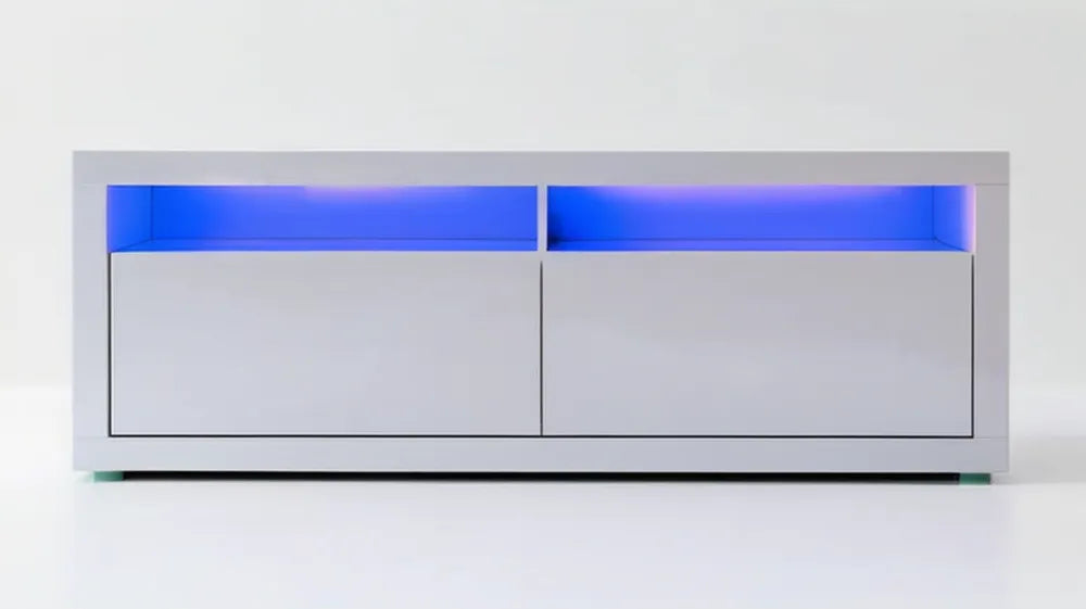 Biała szafka RTV z oświetleniem LED, 160 × 40 × 45 cm