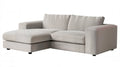 Beżowa sofa narożna z lewym szezlongiem, sztruksowa, 220 × 150 × 85 cm