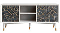 Szafka RTV z płyty MDF biało-czarno-złota 140 x 40 x 60 cm