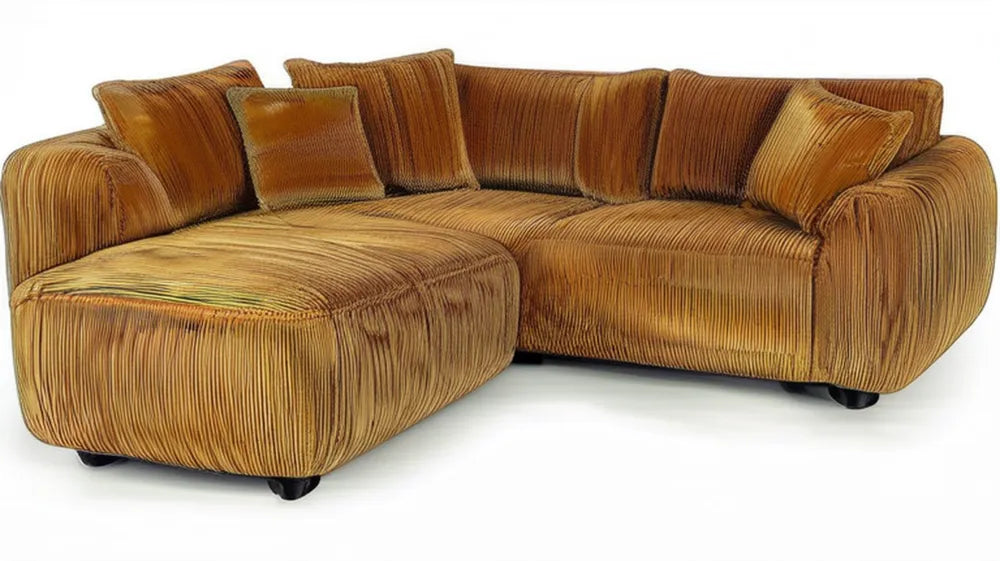 Brązowa sofa narożna w kształcie L z lewostronnym szezlongiem, sztruksowa, 260 x 160 x 85 cm