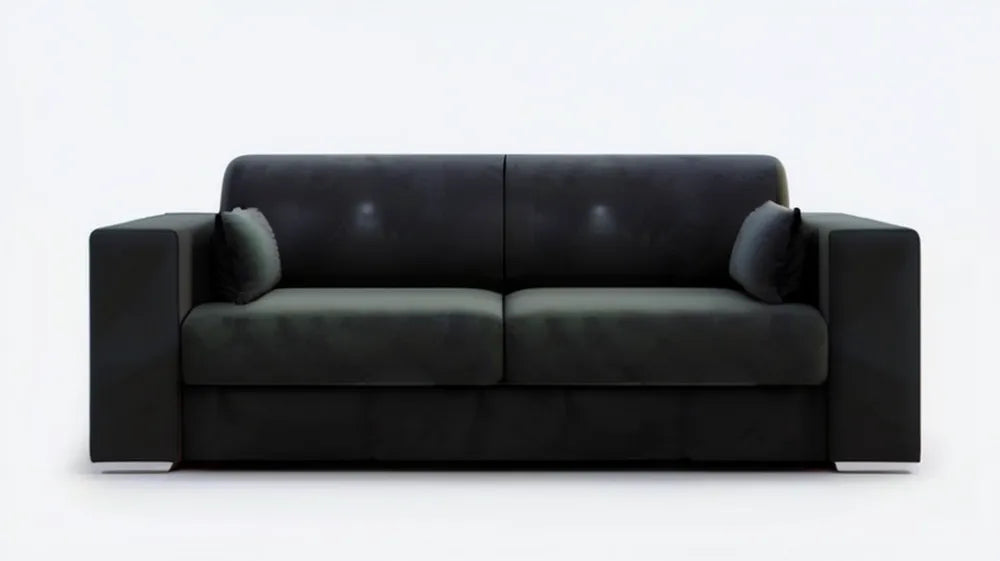 Czarna sofa dwuosobowa ze skóry syntetycznej PU, 180 x 85 x 82 cm