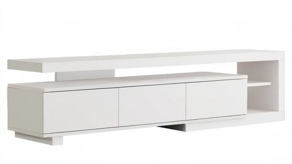 Biała szafka RTV z laminowanej płyty wiórowej, 180 x 40 x 45 cm