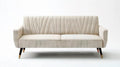 Kremowa sofa dwuosobowa z poliestrową tapicerką, czarno-złote nogi, 160 x 82 x 84 cm