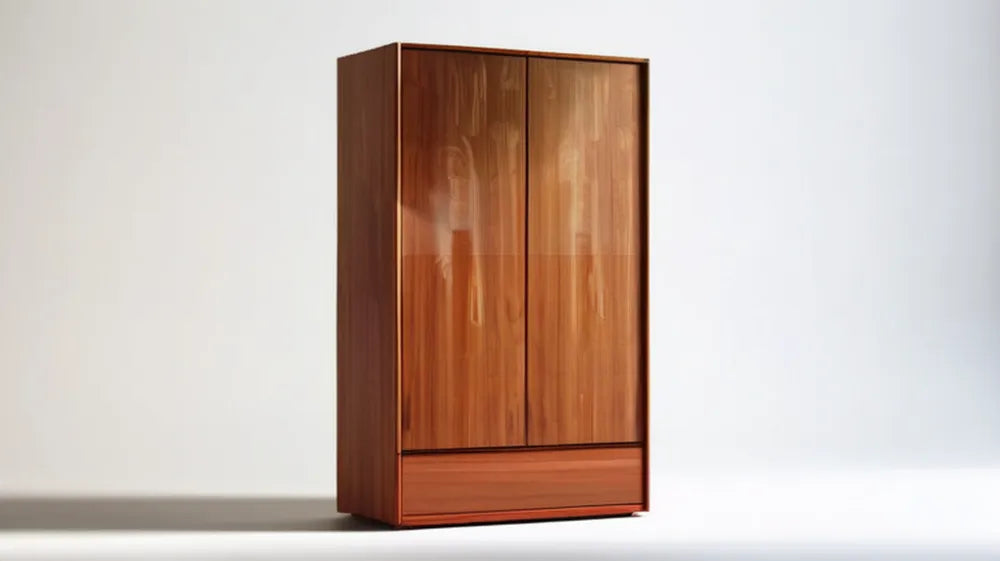 Dwudrzwiowa szafa z płyty MDF w kolorze orzechowym, 90 × 55 × 190 cm